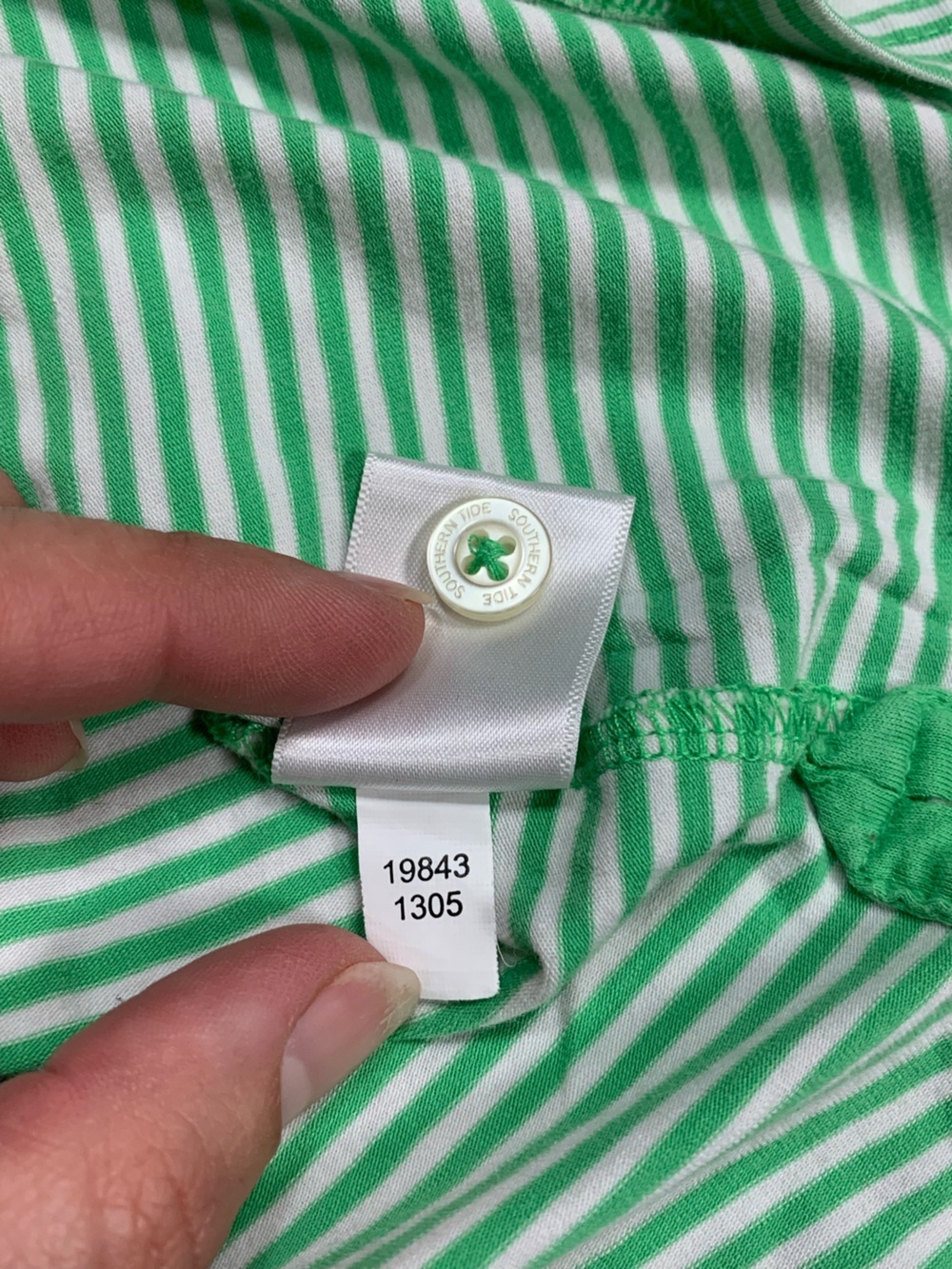 Southern Tide Skipjack Polo Men’s L Green White Stripe Pima Cotton Classic Fit - Picture 4 of 7